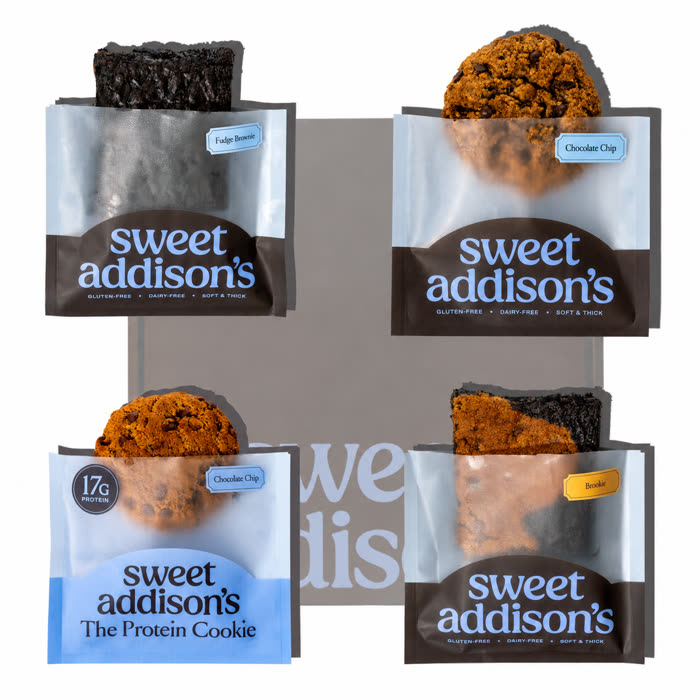 Individually wrapped cookies and brownies in the Sweet Addison's gift box